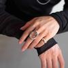 PANJBJ Кольцо из стерлингового серебра 925 пробы с геометрическим хрусталем для женщин Эллипс Преувеличенное Панк Капля воды Открытое Ювелирное изделие Подарок