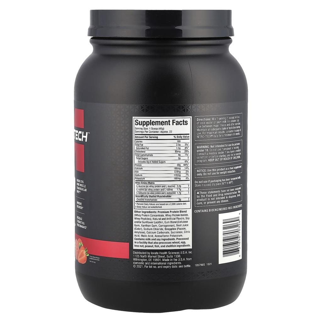 Nitro-Tech, Whey Protein, Strawberry, 998G (2.2Lb)