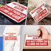 Automatic Gate Signs 12 × 8 Inches Aluminum Notice Do Not Push or Climb on Gate Signage Electronic Sel-Adhesive Outdoor for Shop Office Safety