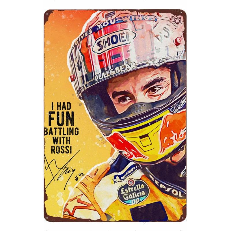 Motorcycle Rider Classic Sports Racing Tin Sign Vintage Metal Poster Decor Man Cave Garage Wall Signs Art Plaques Tin Plate Sign