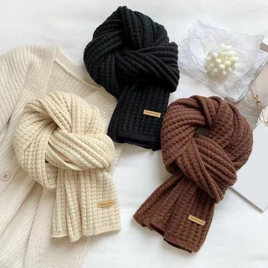 Winter Scarf Solid Color Thickened Warm Knitting Scarf Men Women Long Neck Wrap Garment Clothing Accessories