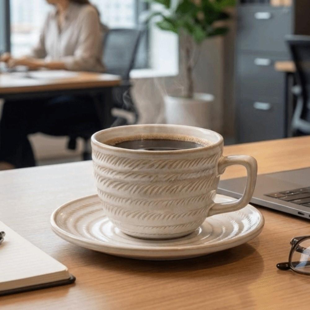 Elegant Cappuccino Cups Embossed Floral Latte Cup Creative Coffee Mugs Cafe