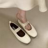Модные SUOJIALUN 2025 Осень Женские Туфли на Плоской Подошве Модные Туфли Мэри Джейн с Закругленным Носком и Мелким Вырезом Слипоны Мягкие Плоские Повседневные Платье Одинарные Туфли