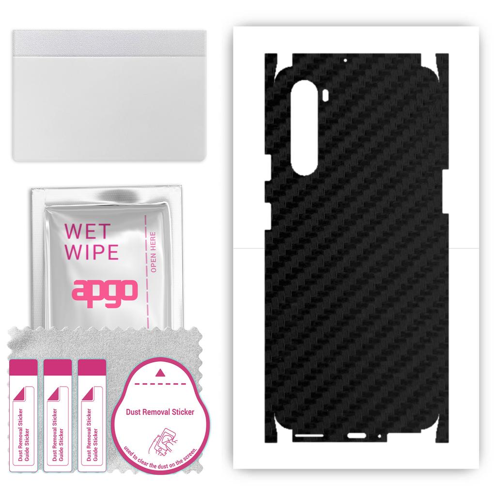 apgo Protective Skin Sticker for the Back+sides Compatible with OnePlus Nord, Full Wrap Film, Foil, Vinyl - Pattern Carbon Black
