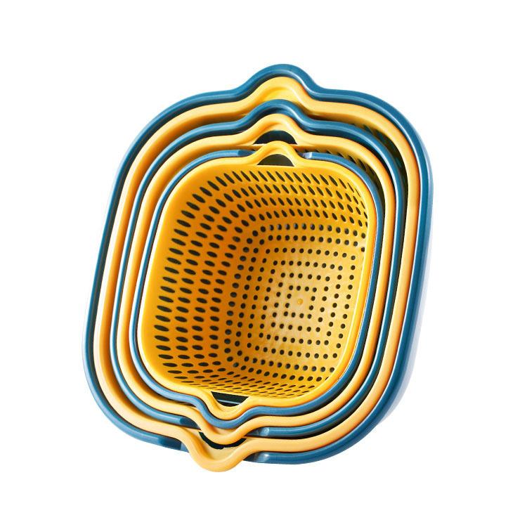 Двухслойная полая корзина для слива контрастного цвета, блюдо для хот-пота, корзина для мытья, кухонное хранилище для фруктов и овощей, фруктовый таз, таз для мытья