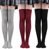 Girls Long Tube Socks Black White Solid Color Long Socks Women Sexy Over Knee Thigh High Socks Over The Knee Stockings Hosiery