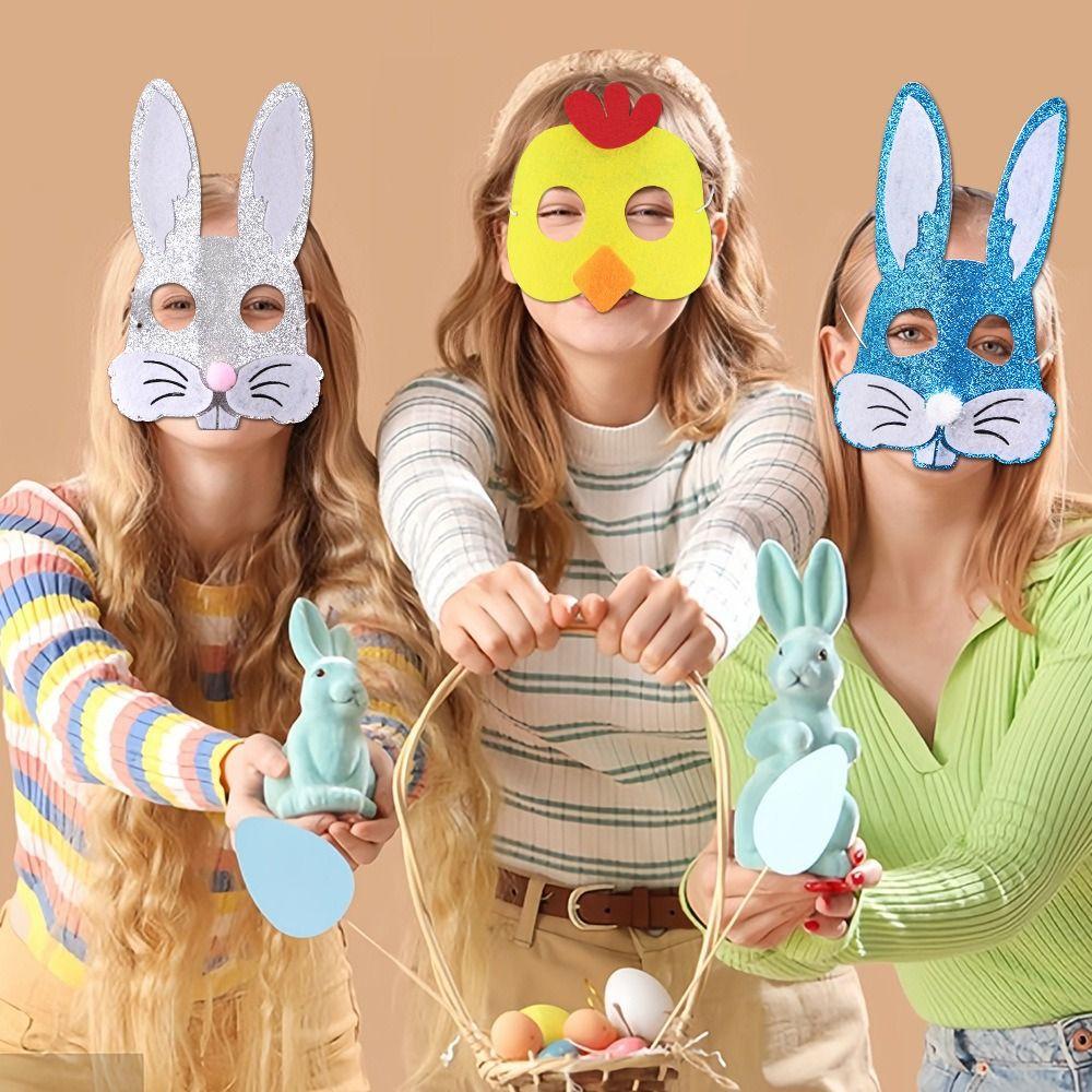 Funny Easter Felt Mask Cute Merry Easter Decoration Party Supplies Animal Mask  Holiday Decor