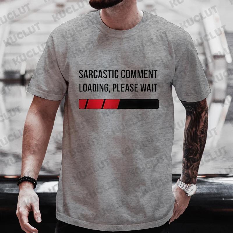 Трендовые футболки с принтом "Загрузка" Мужские Комментарий Загрузка Пожалуйста, подождите Креативная одежда Повседневные футболки Футболки с коротким рукавом Одежда