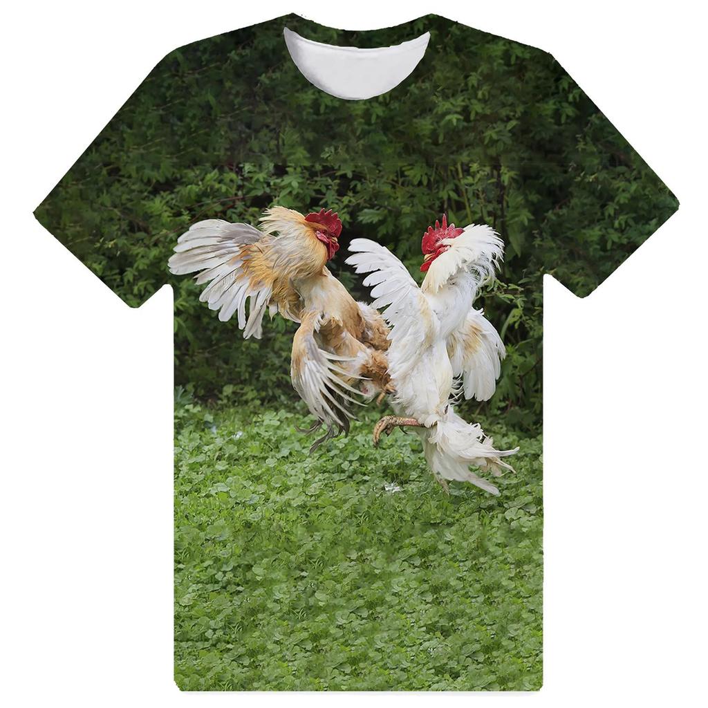 Летний топ с круглым вырезом и принтом «Петушиная игра», модные повседневные футболки с короткими рукавами для мужчин и женщин, для мальчиков и девочек, универсальные футболки