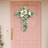 Easter Cross Lily Wreath Hanging Decoration Front Door Ornament Welcome Sign Artificial Flower for