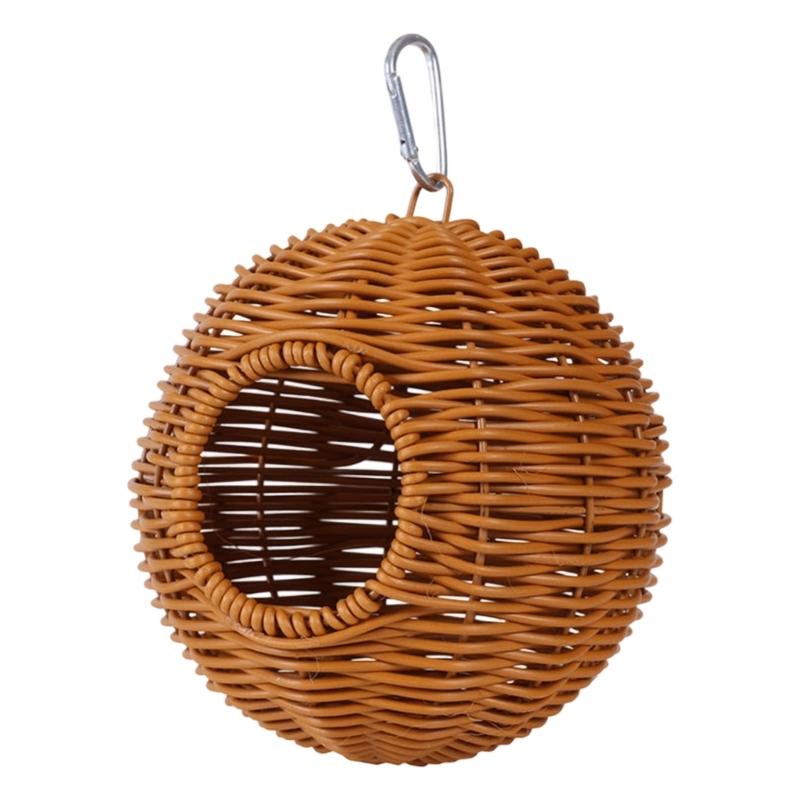 Woven Plastic Faux Rattan Bird Nest Hanging Design Birdhouses For Budgies Cockatiels And Lovebirds Cage Decoration