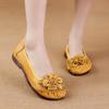 First Layer Cowhide Summer New Soft-soled Beef Tendon Sole Women's Shoes Ethnic Style Flower Genuine Leather Single Shoes Middle-aged Mother's Shoes