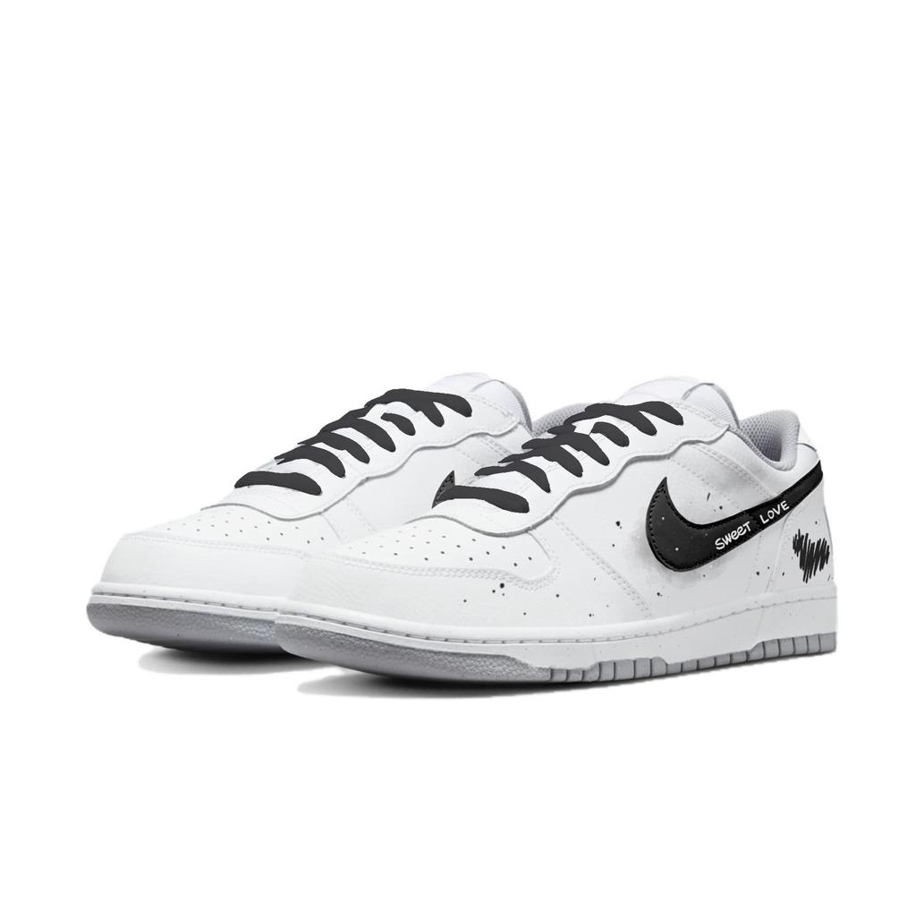 Nike Big Black White Meander Abrasion Resistant Breathable Abrasion Resistant Breathable Low top Skateboard Shoes Men's 355152-106(Team392-)