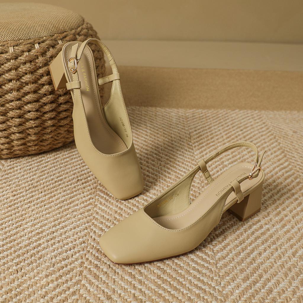 Босоножки на высоком каблуке, квадратный носок, сумка-голова, полушлепанцы, женская обувь, новые туфли Мэри Джейн, босоножки с открытой пяткой, женские летние