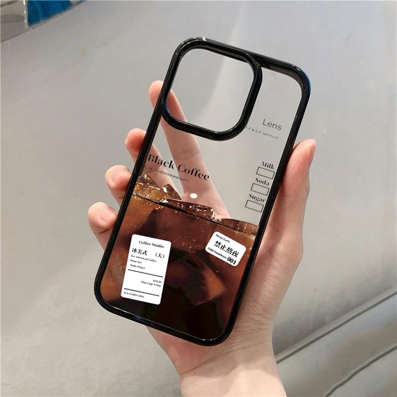 Чехол для телефона с рисунком 'Кофе со льдом' iphone15pro Для iPhone 16 15 Pro Max 16pro 14 13 12 11 XS X XR 7 8 Plus Акриловый Жесткий Чехол