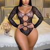 Сексуальное нижнее белье бикини комбинезон с длинными рукавами рваное сетчатое пальто с вырезами на спине и юбкой на бедрах