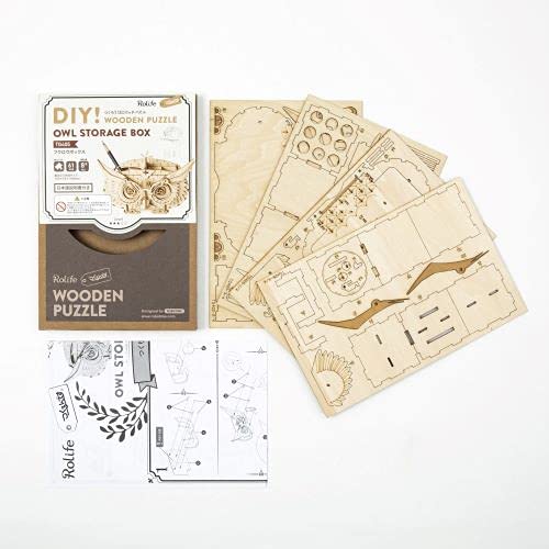 Tsukurundesu® 3D Wooden Puzzle TG405 Owl Box with Japanese Instructions