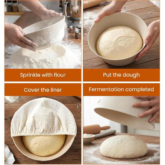 3Pcs Bowl Covers for Bread Proofing, 9 Inch Round Reble Sourdough Bowl Covers Bread Proofing Cover Basket Cloth Banneton Liner Cover for Rising,