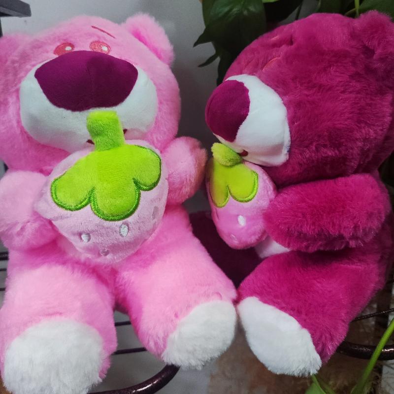 Strawberry Bear Plush Toy Cartoon Anime Pink Strawberry Bear Plush Doll Sleeping Pillow Giving Girlfriend Birthday Gift