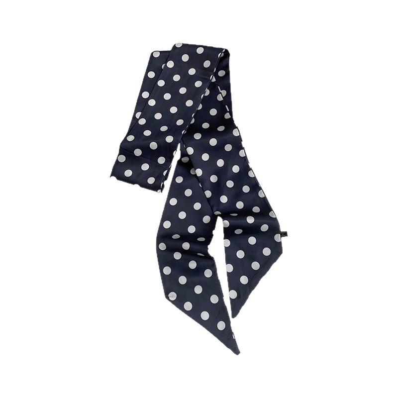 Шелковый шарф в горошек, длинная полоса, ощущение высокого класса, летняя ретро-повязка, лента, стример, многоцелевой, маленький шарф, косынка, повязка на голову, пояс.