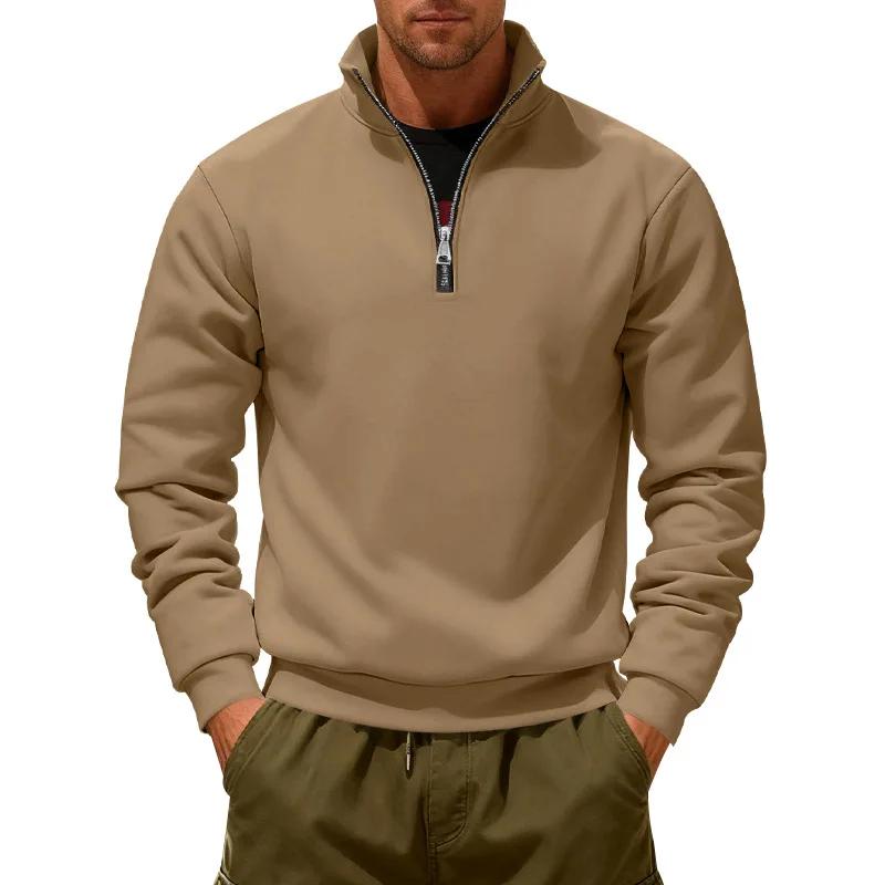 Зимний флис Тяжелые толстовки Свободные Уличные Мужские Теплые Пуловер с полумолнией и воротником-стойкой Спортивное худи для мужчин