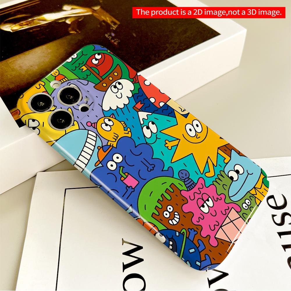 Colorful Cartoon Monsters Phone Case All inclusive film hard phone case, compatible with iPhone 18 Pro Max 17 16 15 14 13 12 11