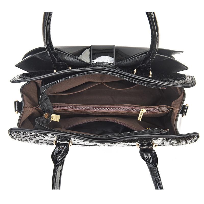 Модная сумочка с тиснением под крокодила, винтажная из ПУ кожи, с бантом, ручка, сумка через плечо KTY