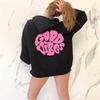 Women GOOD VIBES ONLY Letter Printed Hoodie Harajuku Streetwear Long Sleeve Loose Sweatshirt Jacket Hip Hop Y2k Clothes