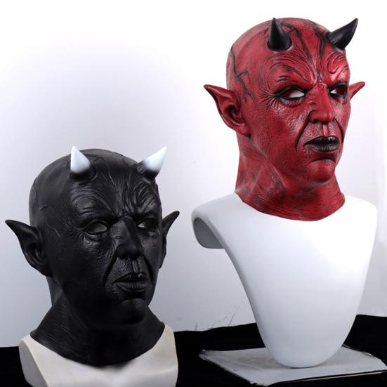 Подушка с лицом дьявола, реквизит для косплея на Хэллоуин, страшный головной убор ужасов с рогами, жуткий латексный костюм для вечеринки, аксессуар для взрослых и детей
