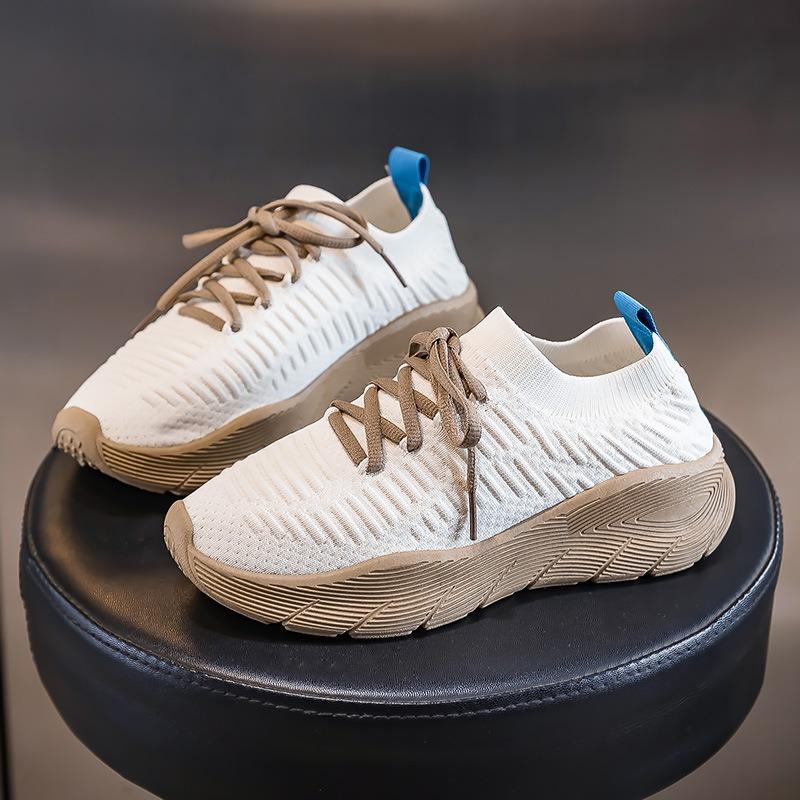 New Thick-soled Flying Woven Dad Shoes for Women, One-step Shoes