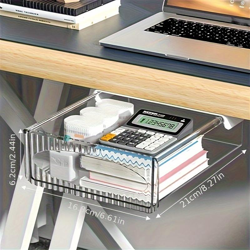 Clear Floating Desk Drawer Organizer – Large Capacity, No Drill Needed, Lightweight & Easy Installation for Home, Office, or Mall Use