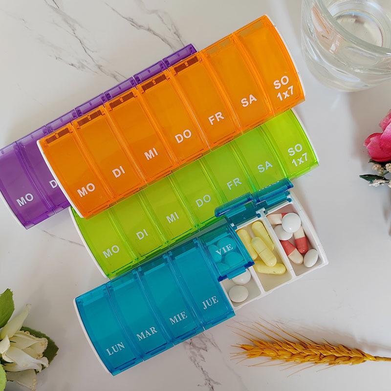 Креативный 7-дневный портативный диспенсер для таблеток - Пластиковый контейнер для хранения с откидной крышкой для домашнего использования