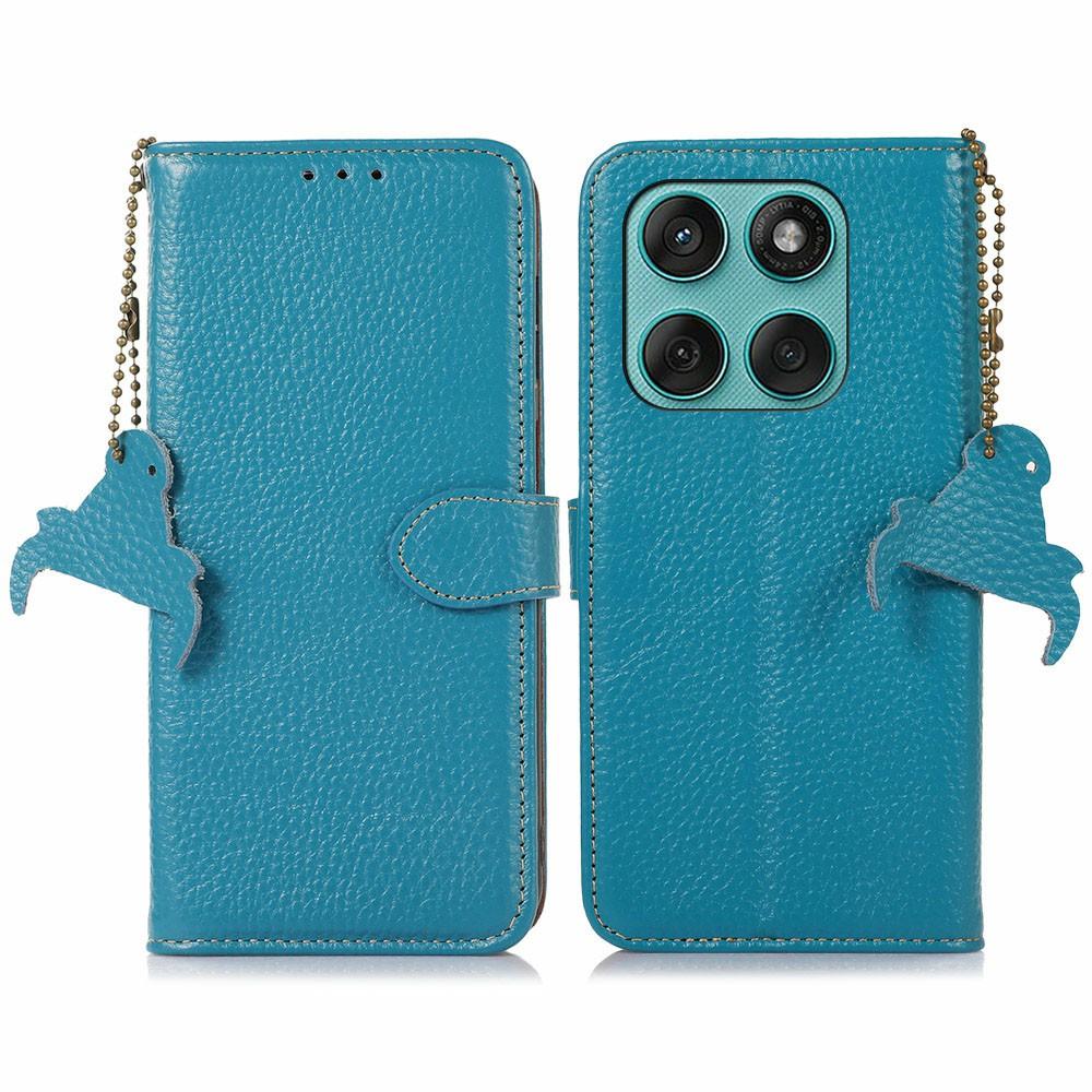 Чехол для Motorola Edge 60 Fusion 5G с блокировкой RFID из натуральной коровьей кожи, чехол для телефона с текстурой личи