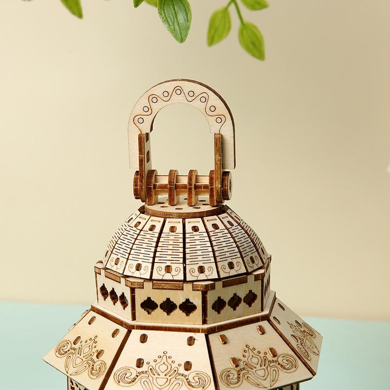 3D Деревянная Головоломка Ручной Фонарь Винтажный Свет Настольная Лампа Модель Строительные Наборы Декор Стола Подарки для Подростков Взрослых