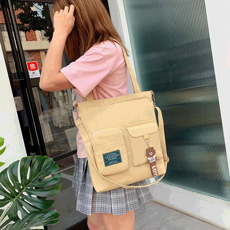 Canvas Bag Personalized Messenger Bag Female Student Campus Handbag Casual Fashion Shoulder Bag