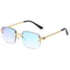 High Quality Cut Edge Rectangular Sunglasses Rimless Gradient Lens Shades  for Women & Men