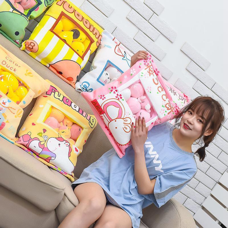 Bag Of Cheesy Puffs Pudding Cute Lot Toy Stuffed Soft Snack Plush Squishmallows Unicorn Plushie Toys Kids Women Gift Cute Animal Soft Plush