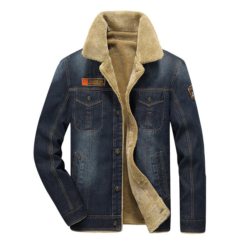 Winter Thick Fleece Lined Denim Jackets Fashion Mens Warm Outerwear