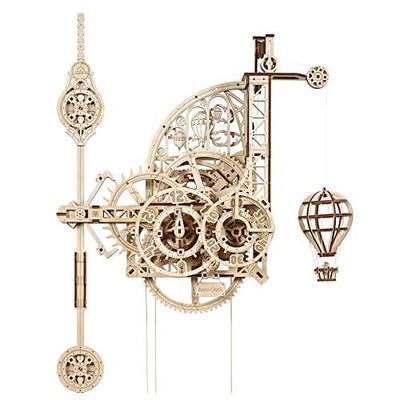 UGEARS Деревянные 3D-пазлы Aero Clock для взрослых и детей — 3D-часы-пазлы, вырезанные лазером, которые можно собрать