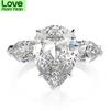 100 %925 Sterling Silver Pear Created Moissanite Aquamarine Gemstone Wedding Engagement Ring Fine Jewelry
