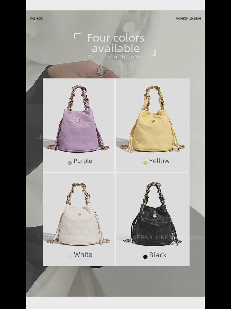 Женская сумка-ведро Camellia Fragrance Style высокого класса 2022: Одно плечо, сумка-мессенджер, аксессуар с бриллиантовой цепочкой