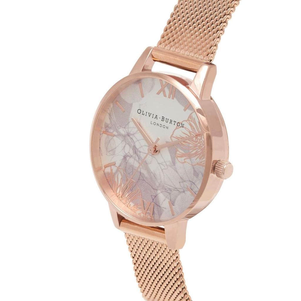 Authorized Distributor Olivia Burton Watch OB16VM11 Abstract Floral Rose Gold Mesh [OLIVIA BURTON] Women's