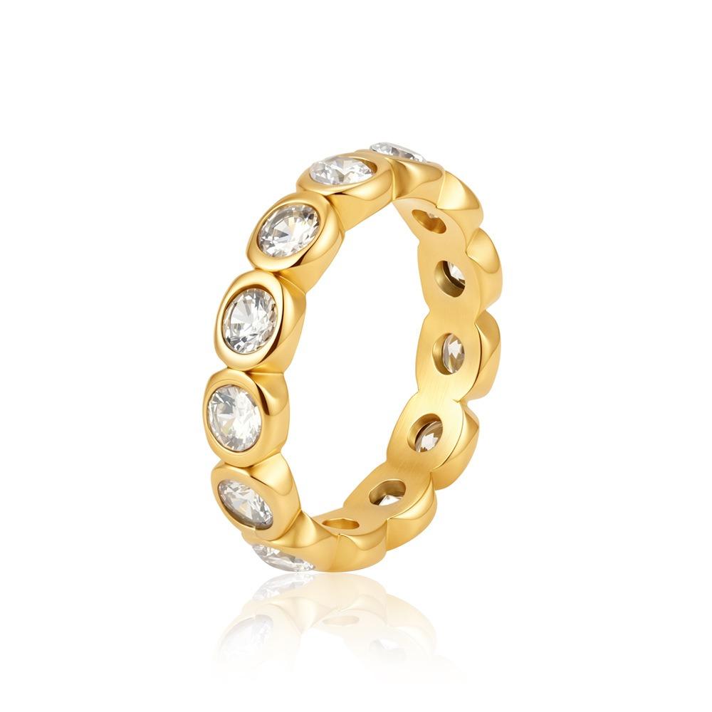 Size 7/8 Round Ring Stainless Steel Fashion Ring High Quality Cubic Zirconia Ring Daily Wear