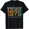 Vintage 1976 Music Cassette 48th Birthday Gifts 48 Years Old T-Shirt Graphic Custom Printed Short Sleeve Shirts Men Clothing