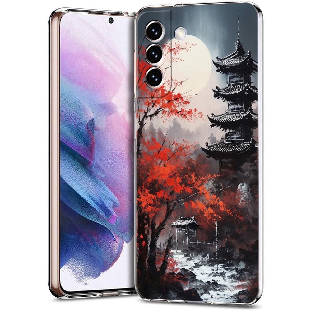 Чехол для телефона Samsung Galaxy S24 Ultra S23 FE S22 S20 S21 5G S10 S9 Plus S10E S8 Прозрачный Чехол с рисунком в стиле 'тушь и вода'