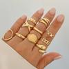 Gold Color Smooth Geometric Open Rings Set For Women Exaggerated Metal Irregular Thick Chunky Ring Jewelry Gift