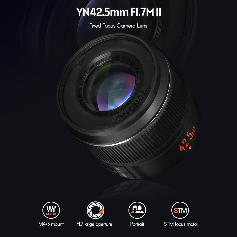 YONGNUO YN42,5 мм F1.7M II M4/3 42,5 мм объектив с фиксированным фокусом F1,7 с большой диафрагмой и многослойным покрытием 8