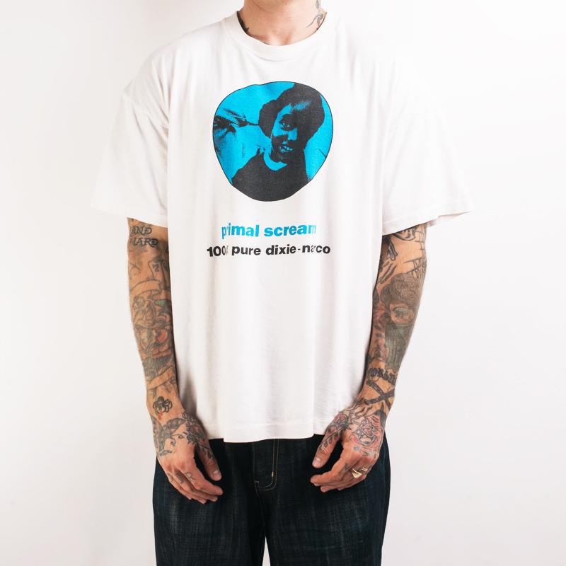 1984 Британский Эйсид-рок Primal Scream Оригинальный состав Американский кэжуал красная футболка с коротким рукавом Раскованные улицы Литературный
