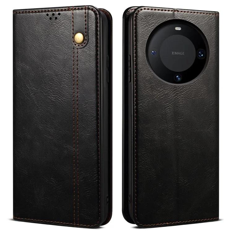 Для Huawei Mate 60 защитный чехол от царапин с восковой текстурой Crazy Horse из искусственной кожи с подставкой и чехлом-кошельком для телефона