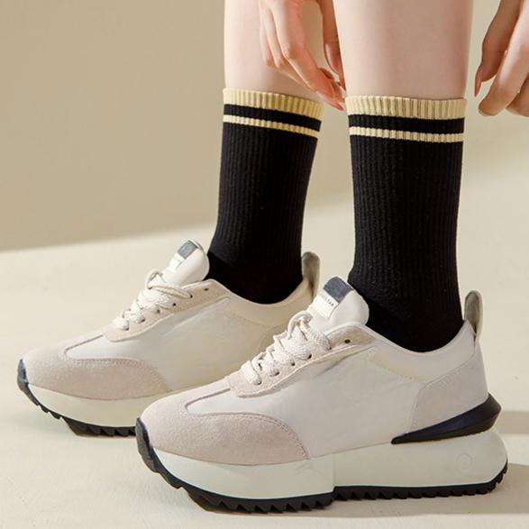 Женские хлопковые спортивные носки до середины икры с полосками Майярда, простые, высокоэластичные, повседневные, для девочек, удобные и дышащие женские носки